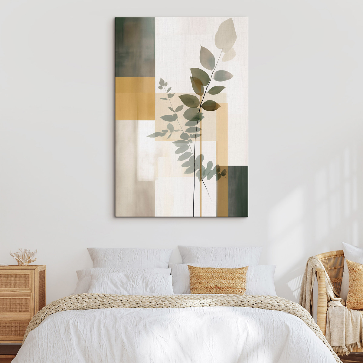 Geometrische abstractie met takken en bladeren — interieur 2