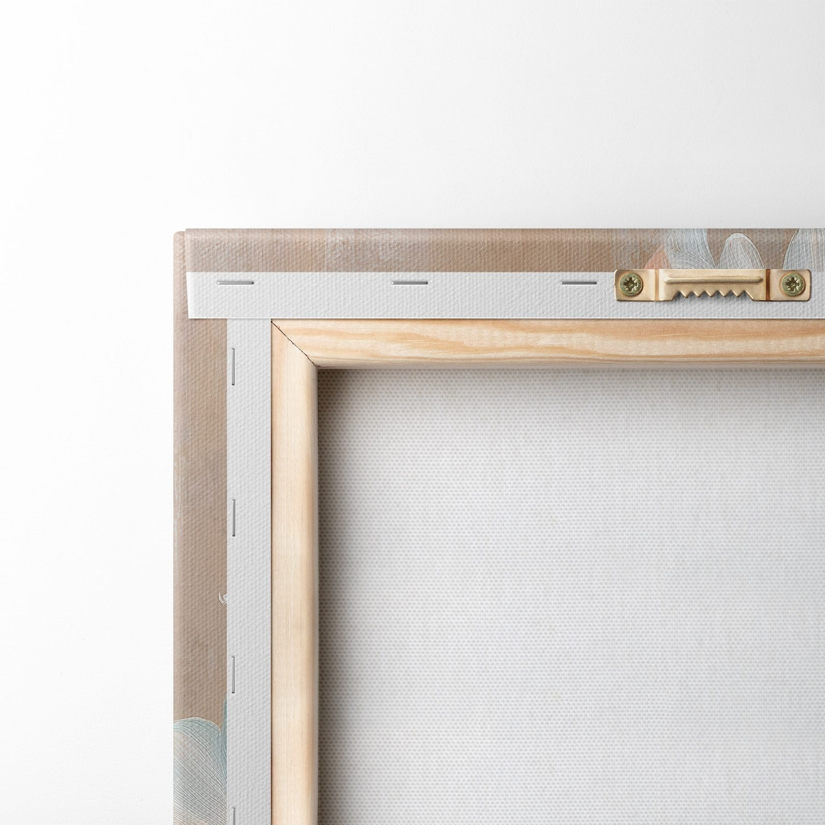 Verfijnde pioenrozen in een beige en koraalkleurig palet, in de stijl van een olieverfschilderij — achterkant