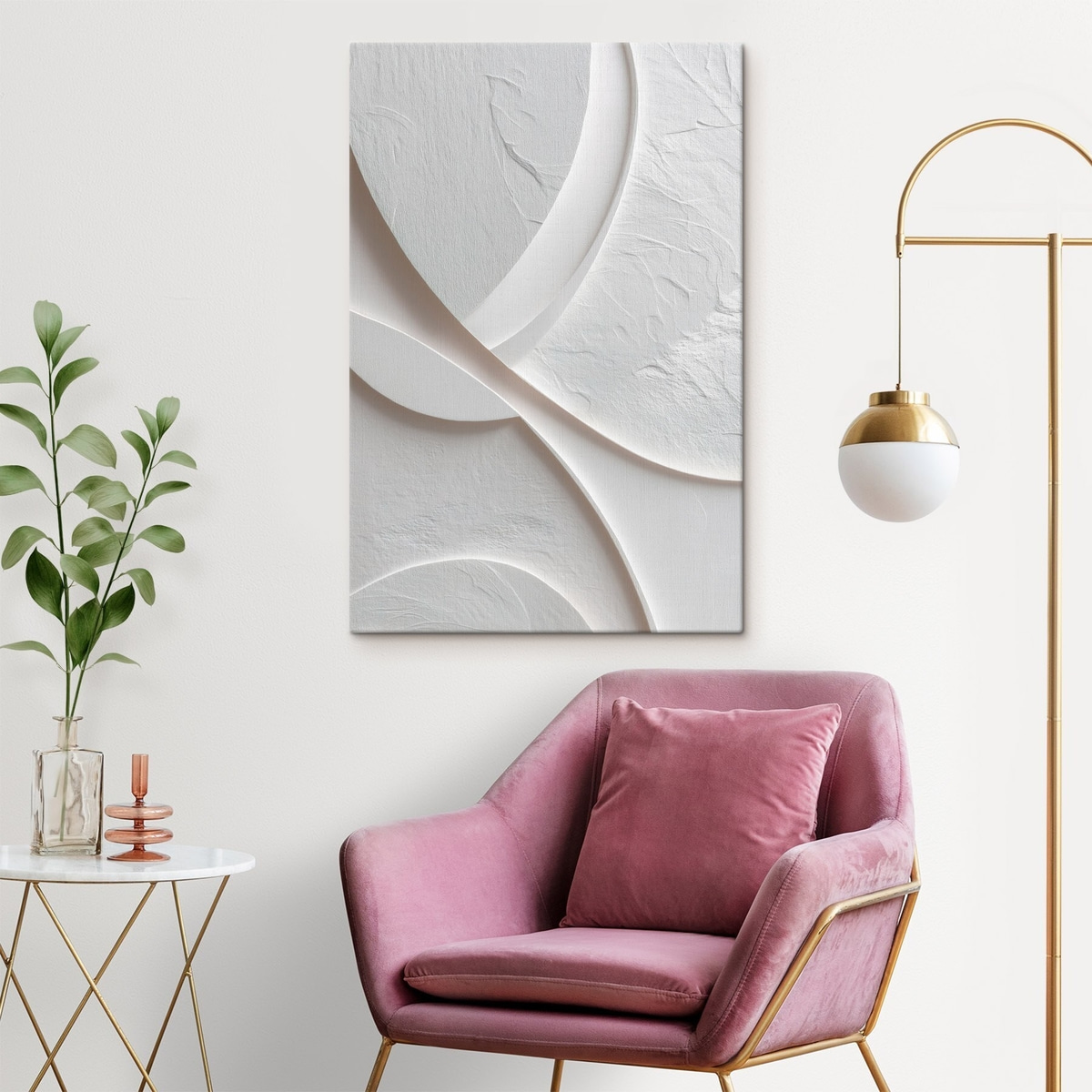 Decoratief paneel met vloeiende lijnen en een steenstructuur op een lichte achtergrond — interieur 3
