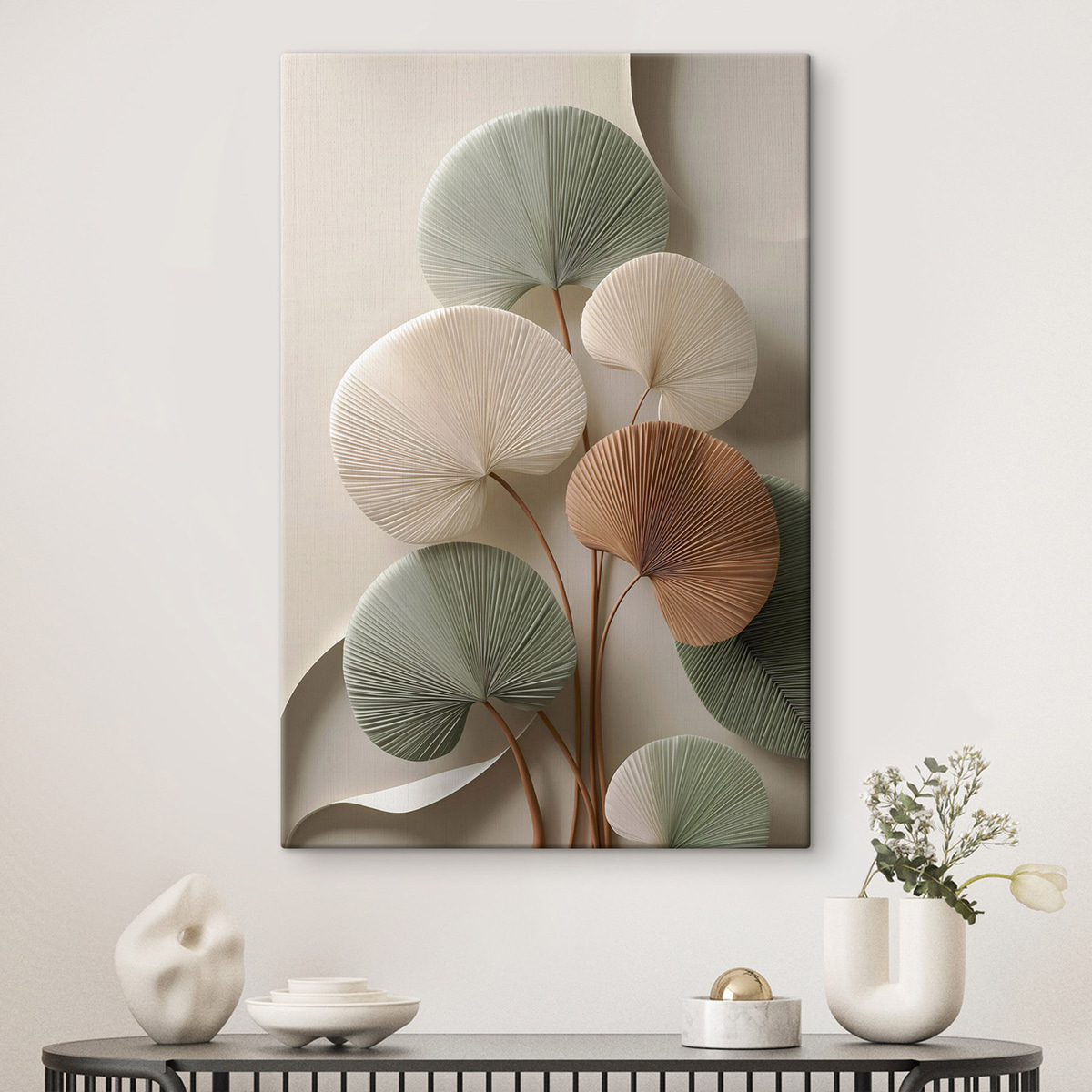 Ronde bladeren in saliegroen — interieur 1