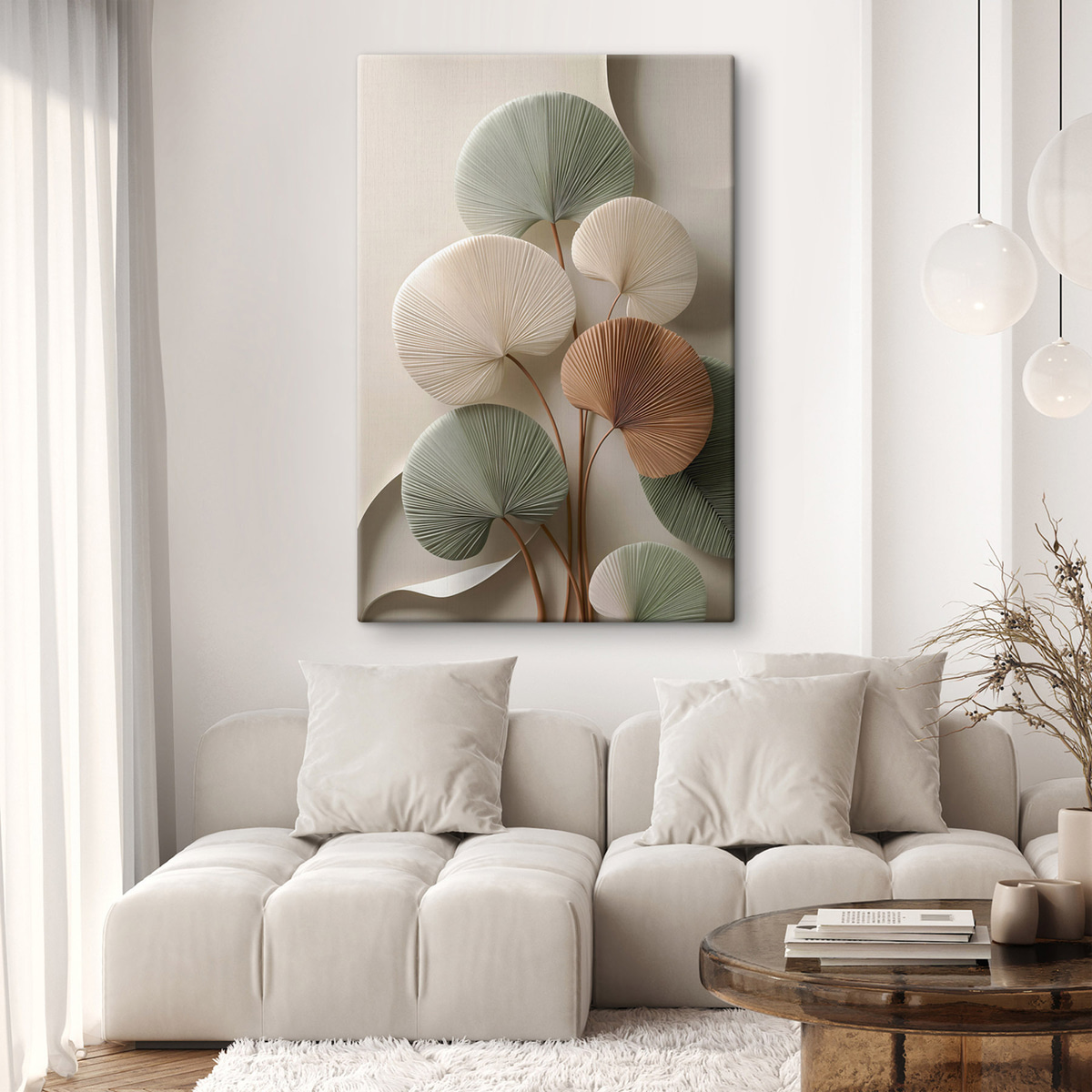 Ronde bladeren in saliegroen — interieur 2