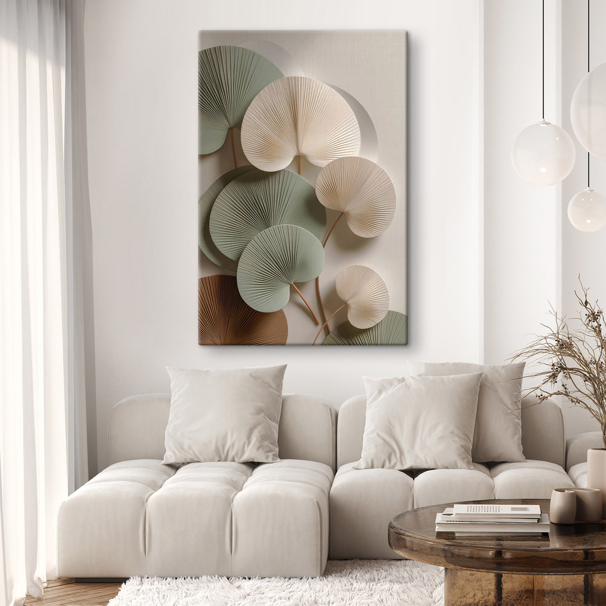 Bladwaaiers in crème en salie — interieur 1