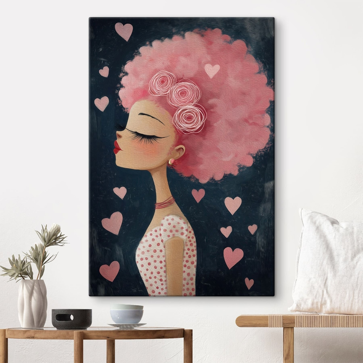 Meisje met roze haar — interieur 1