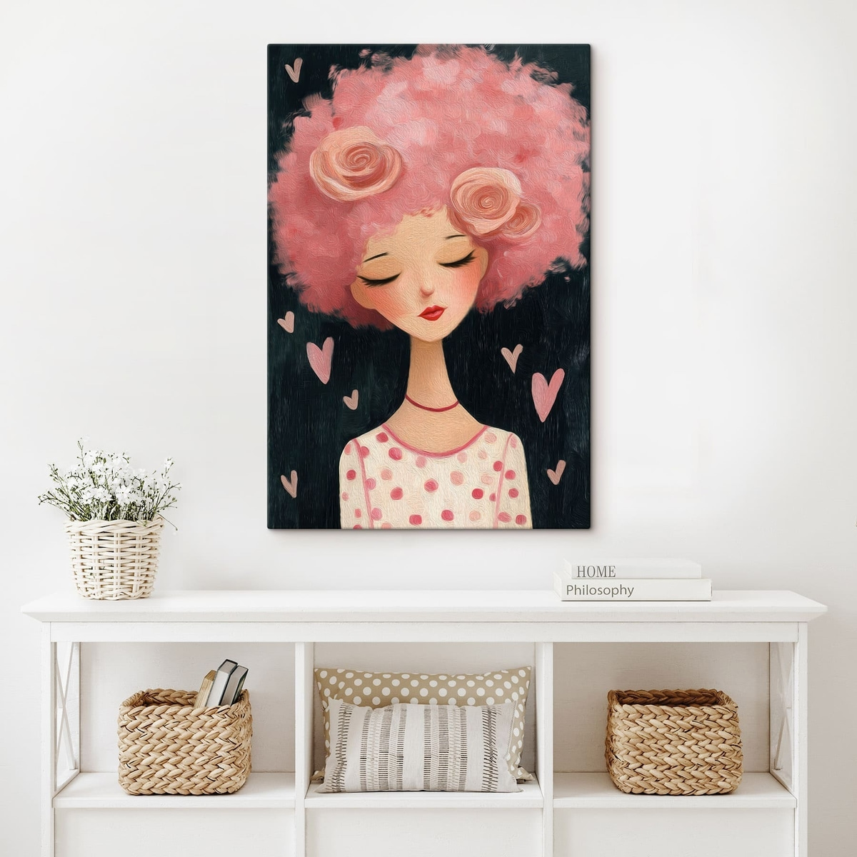 Meisje met roze haar — interieur 1