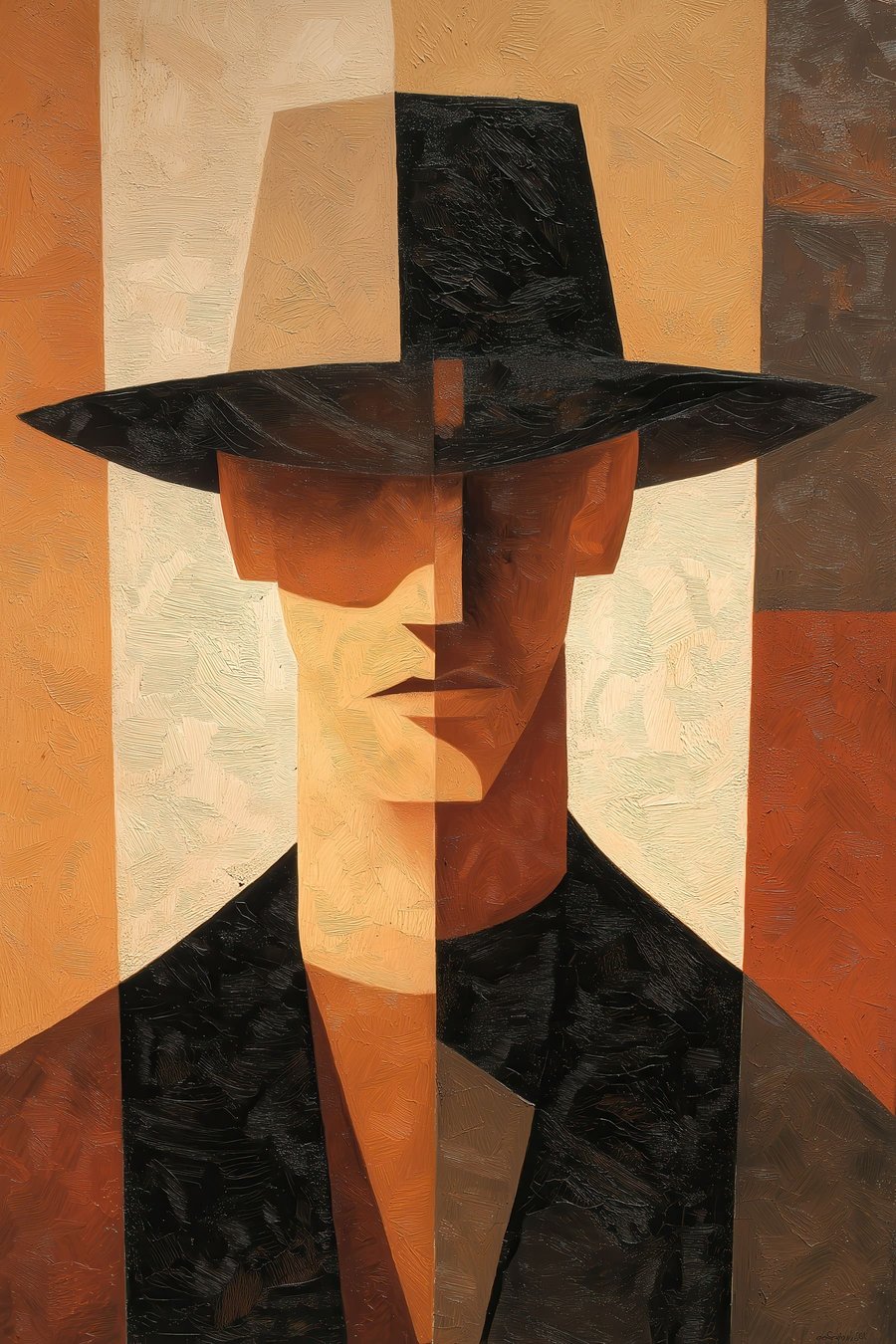 Geometrisch abstract portret — volledig ontwerp