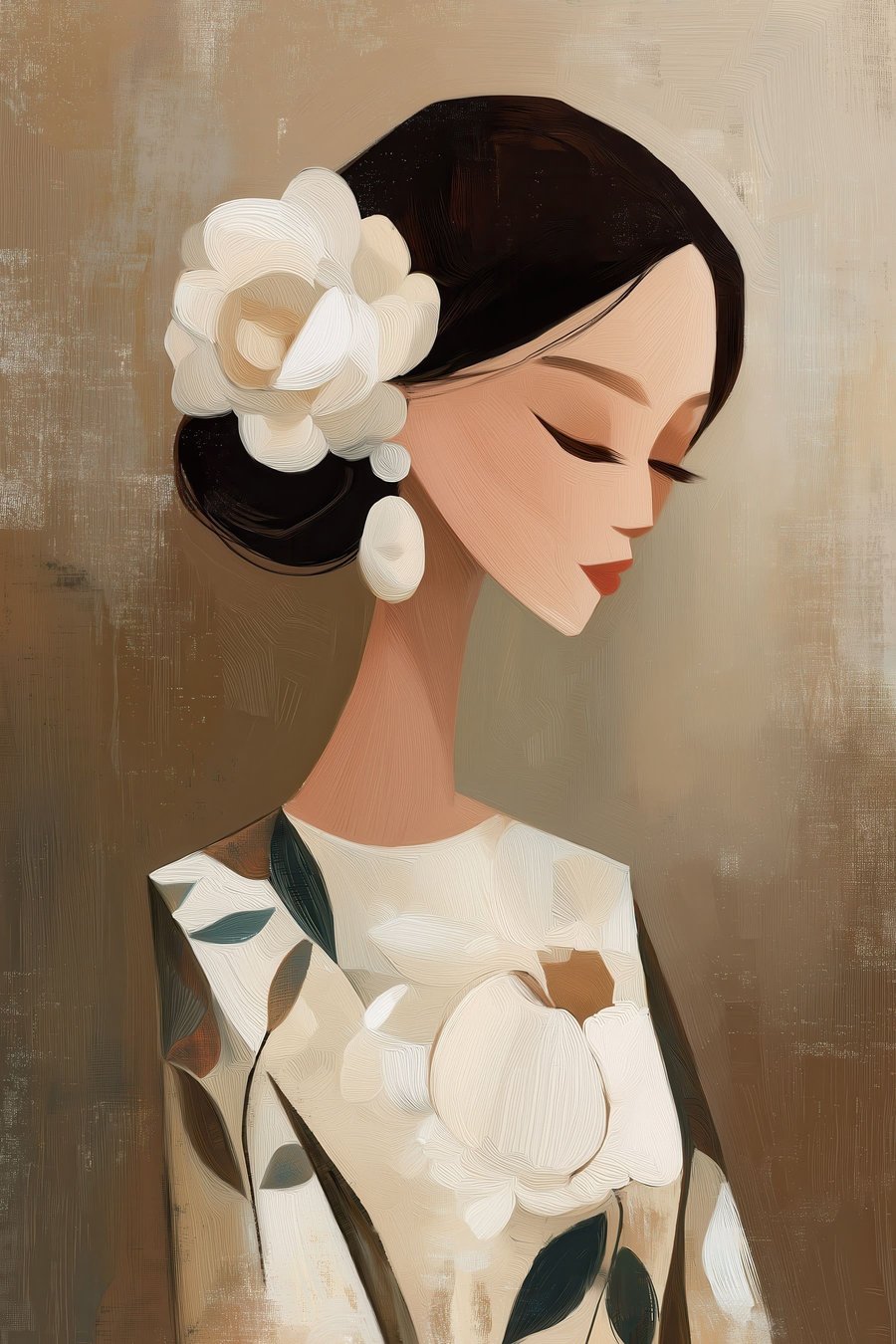 Meisje met bloemen in haar haar — volledig ontwerp