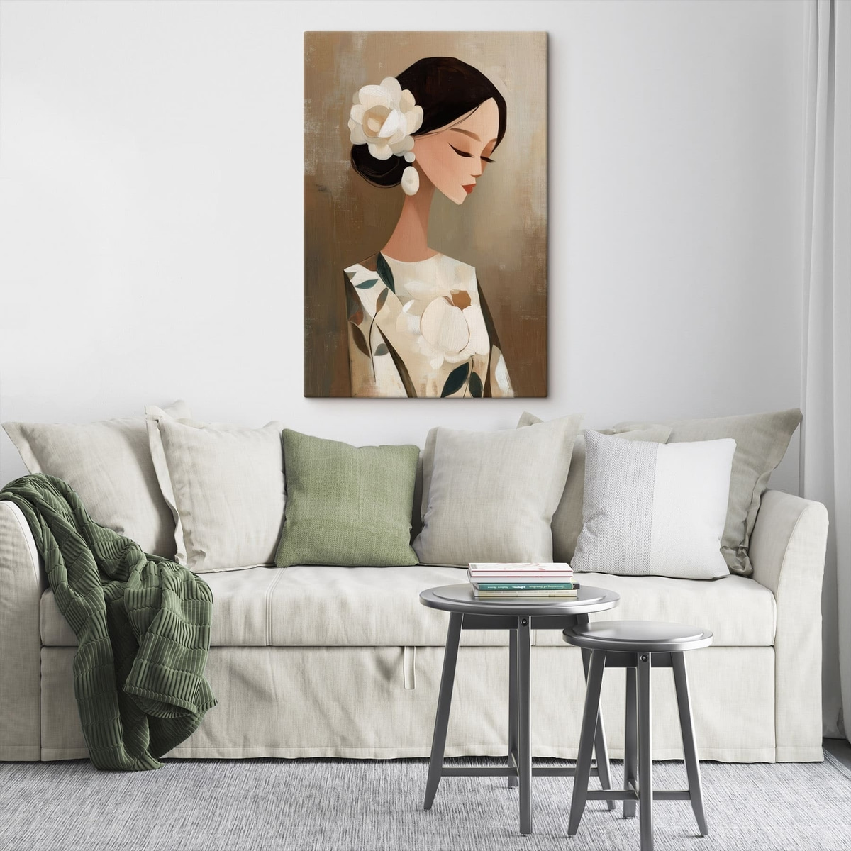 Meisje met bloemen in haar haar — interieur 1