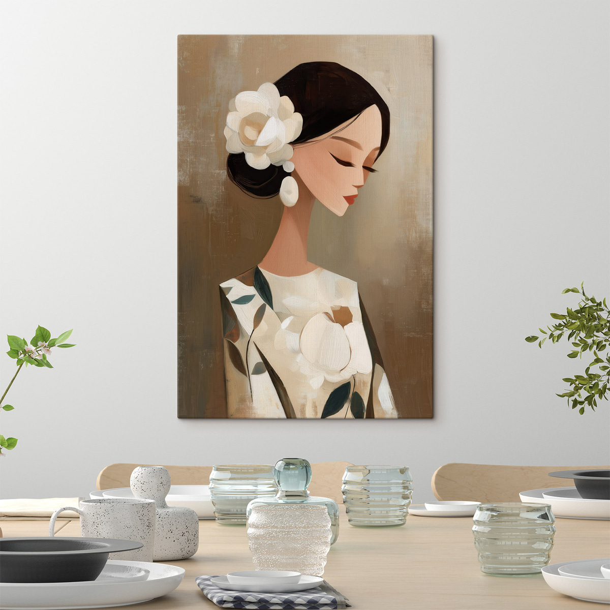 Meisje met bloemen in haar haar — interieur 2