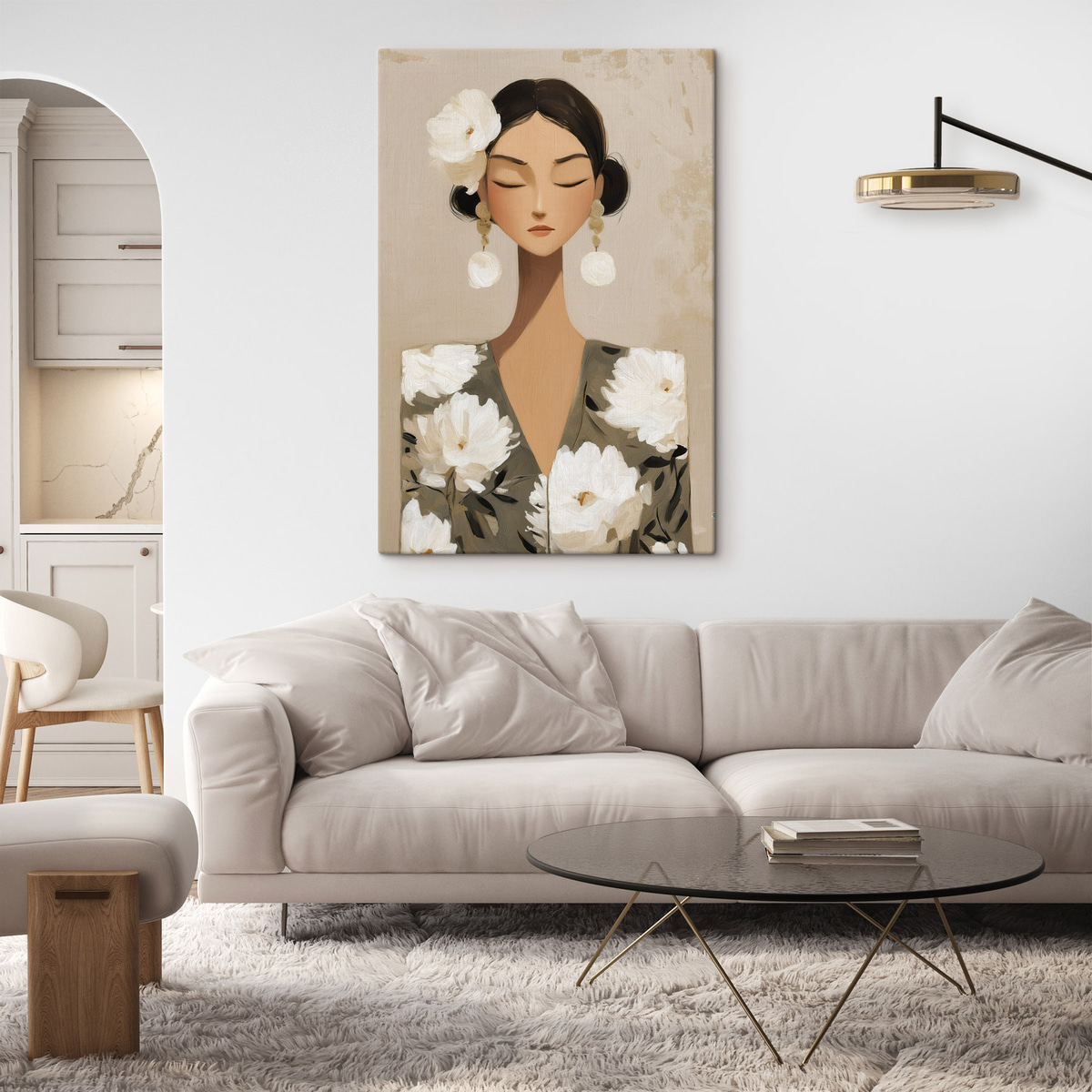 Meisje met bloemen in haar haar — interieur 2