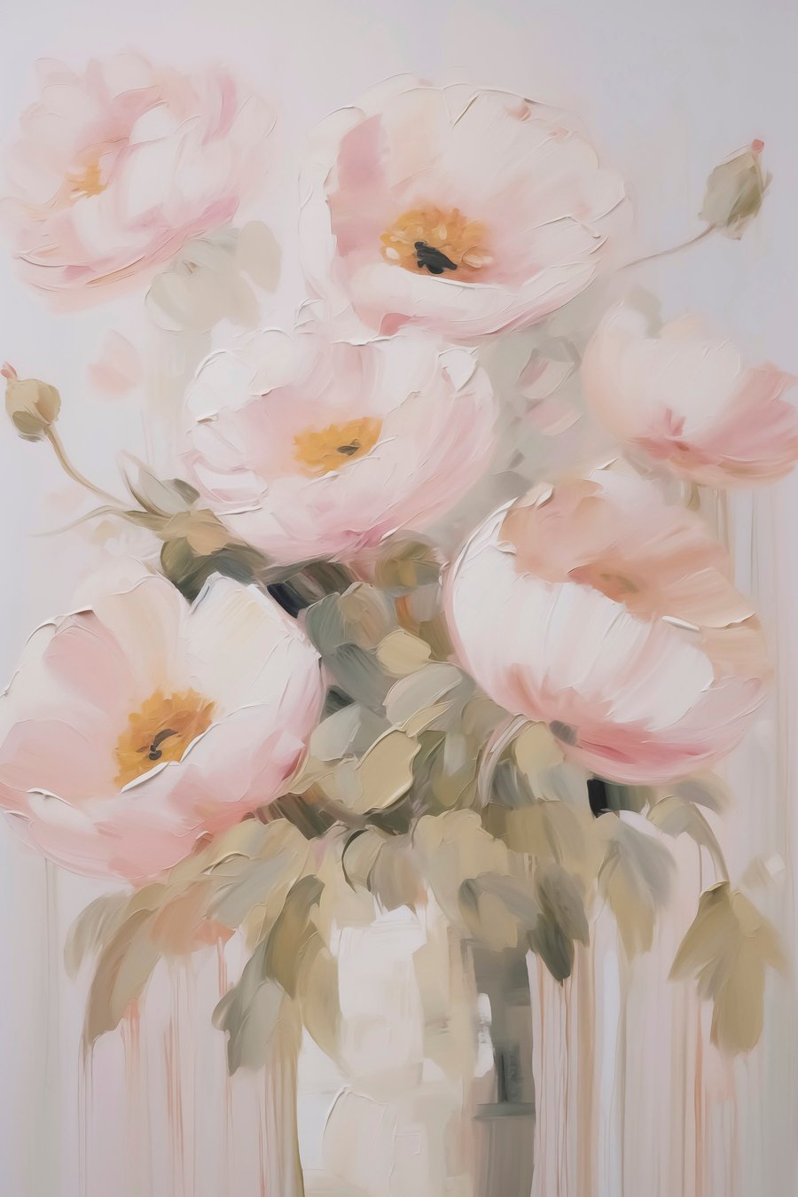 Abstracte bloemen in een vaas, imitatie van een schilderij — volledig ontwerp