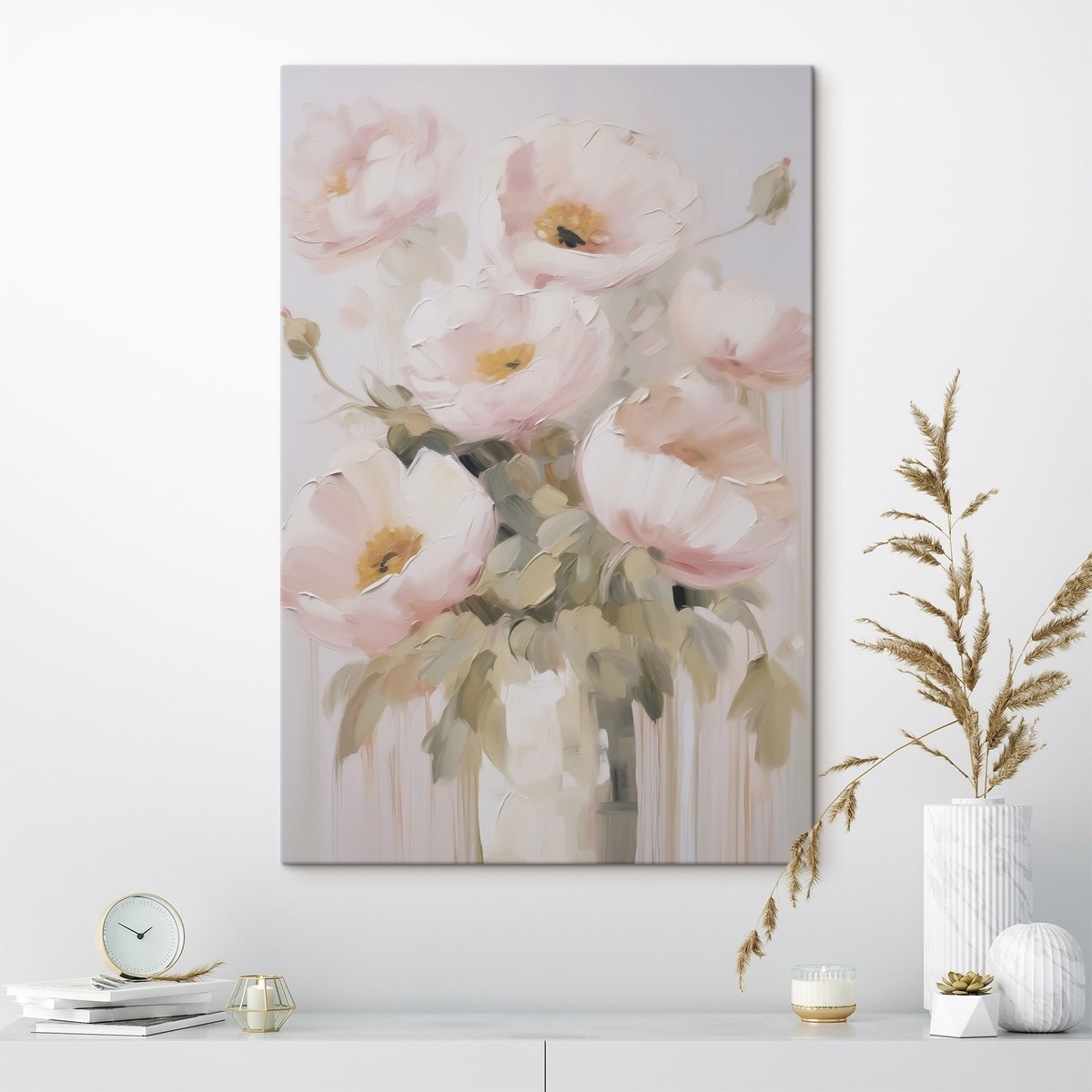 Abstracte bloemen in een vaas, imitatie van een schilderij — interieur 2