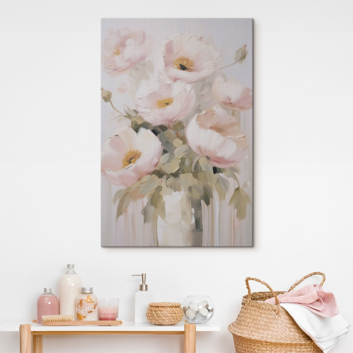Abstracte bloemen in een vaas, imitatie van een schilderij — interieur 1