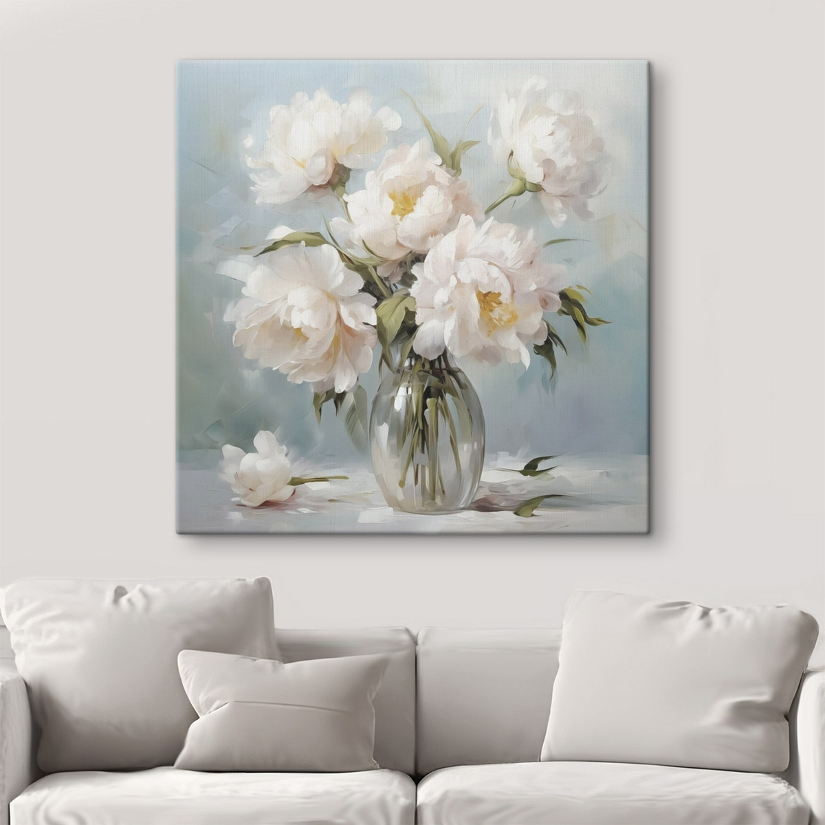Pioenrozen in een vaas imitatieschilderij — interieur 2