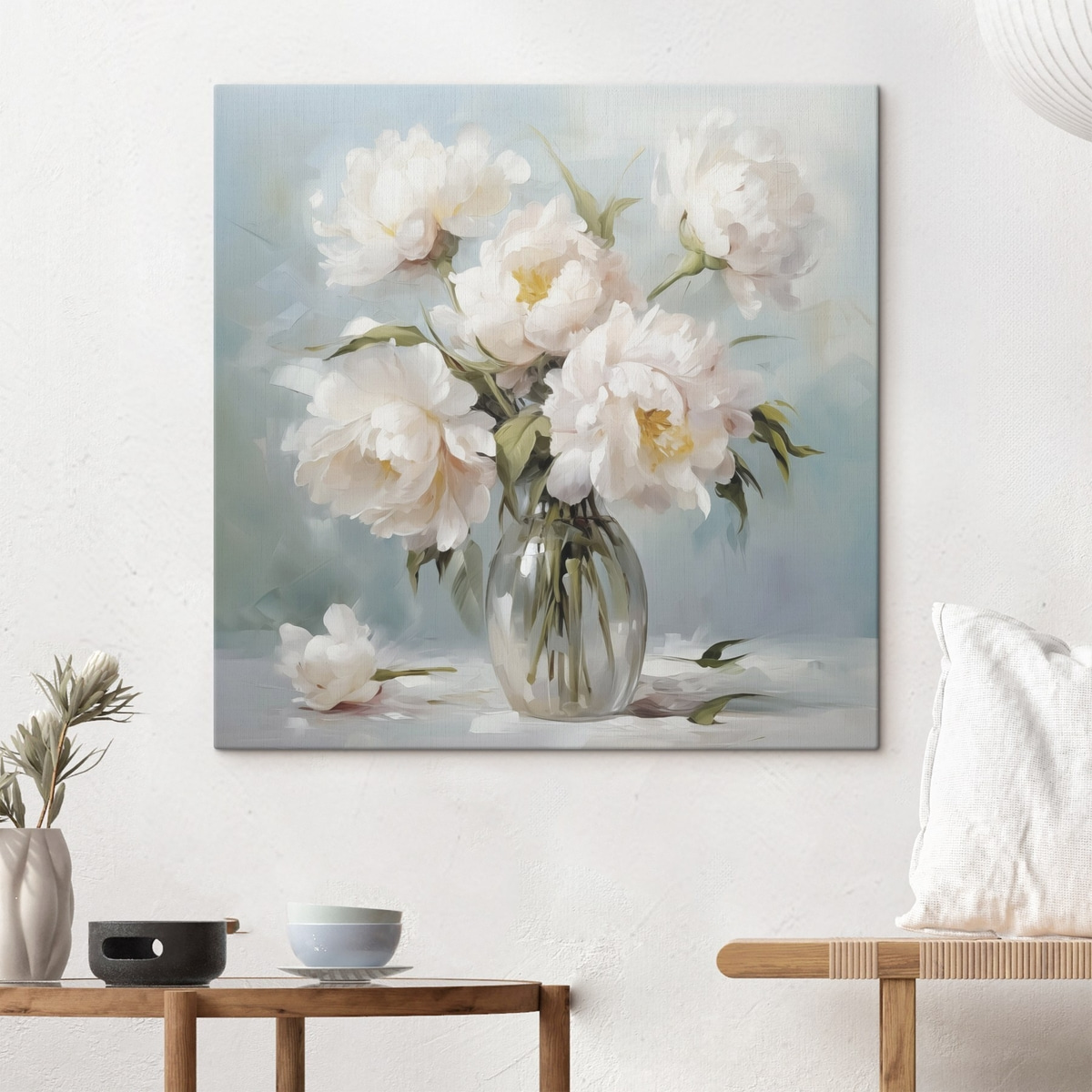 Pioenrozen in een vaas imitatieschilderij — interieur 1