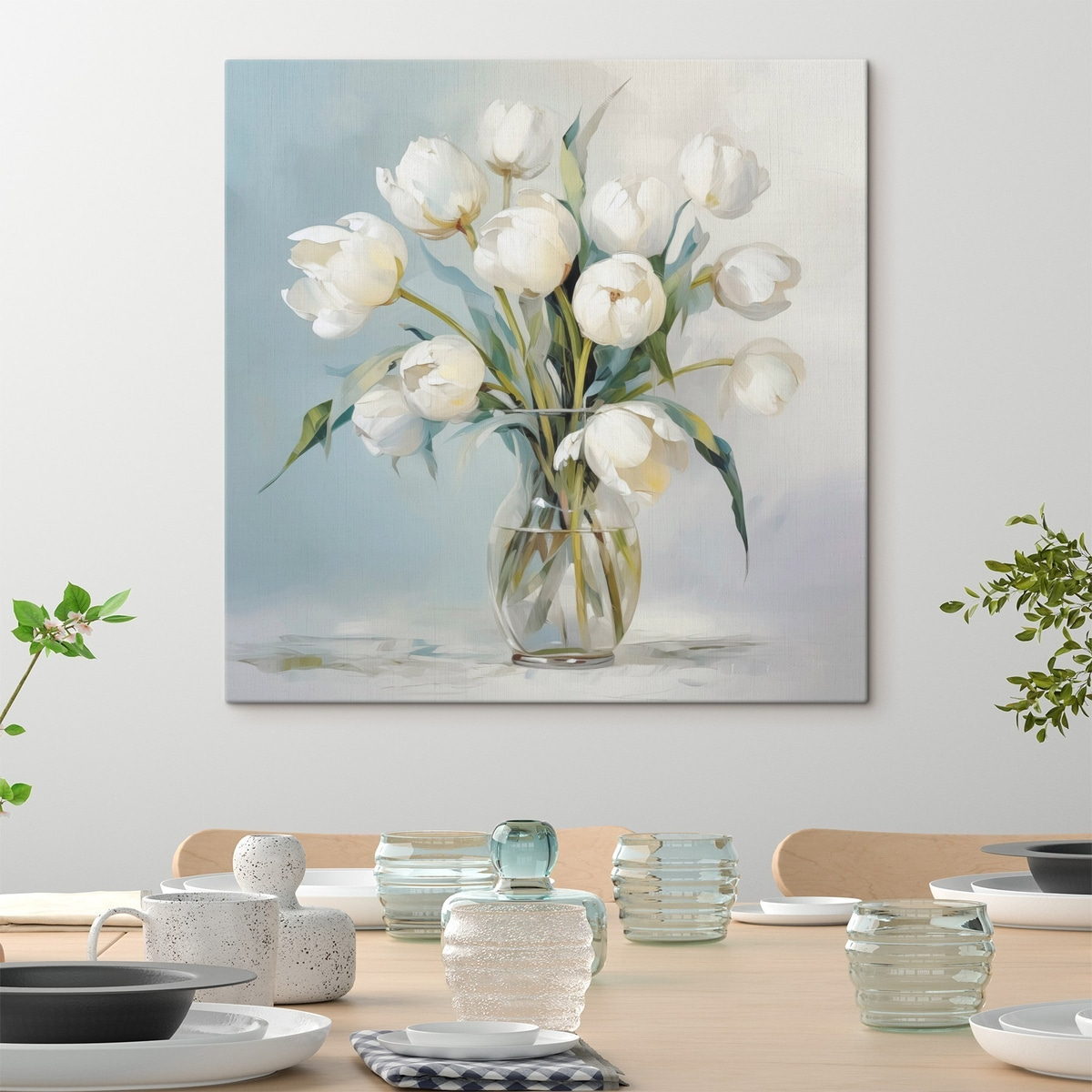 Tulpen in een vaas imitatieschilderij — interieur 1