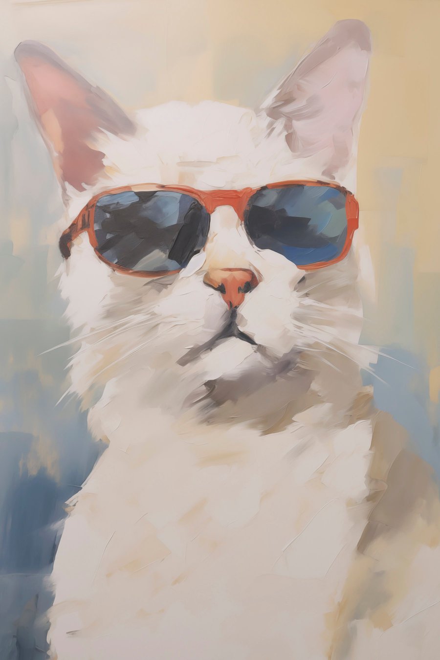 Kat met bril imitatie van schilderij — volledig ontwerp