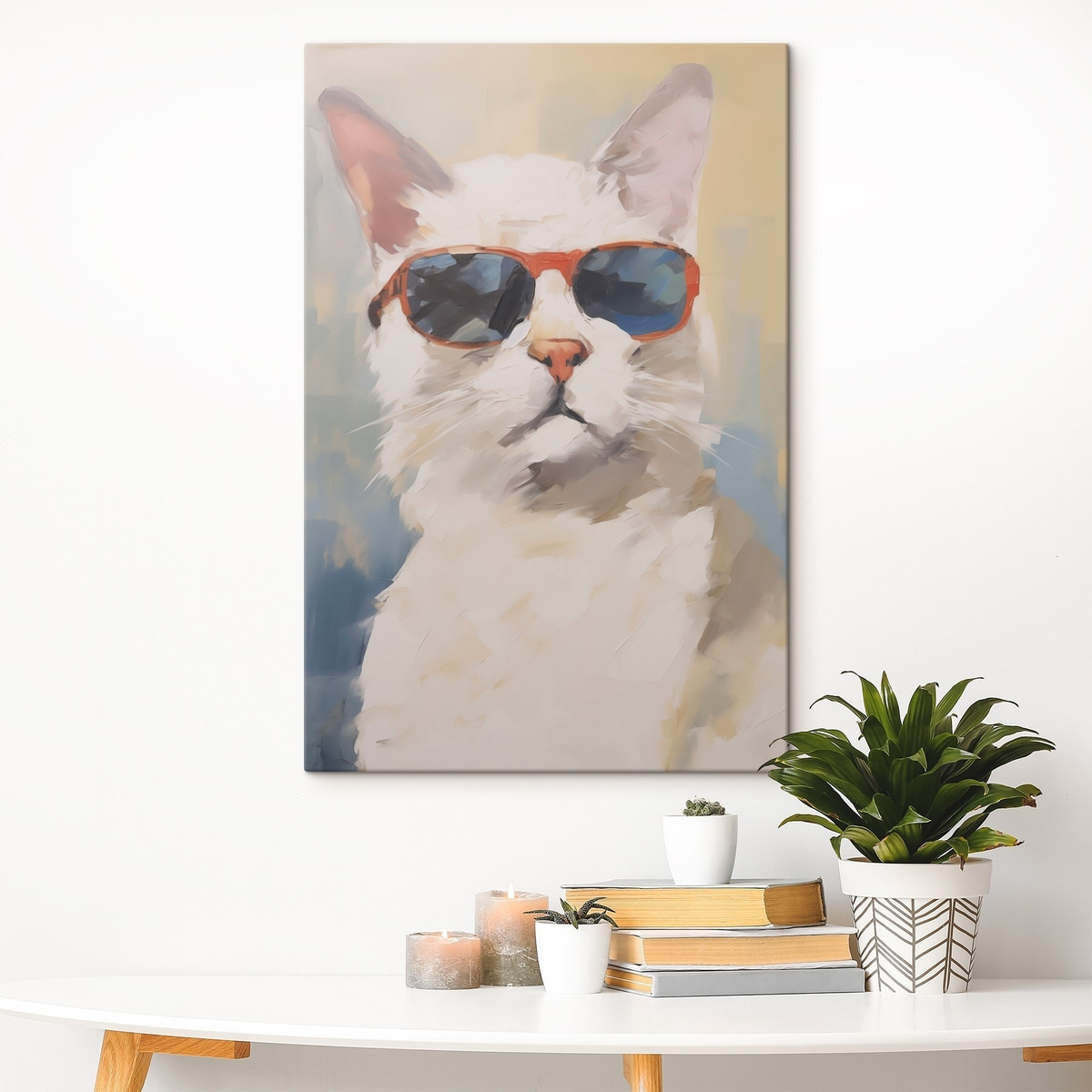Kat met bril imitatie van schilderij — interieur 2
