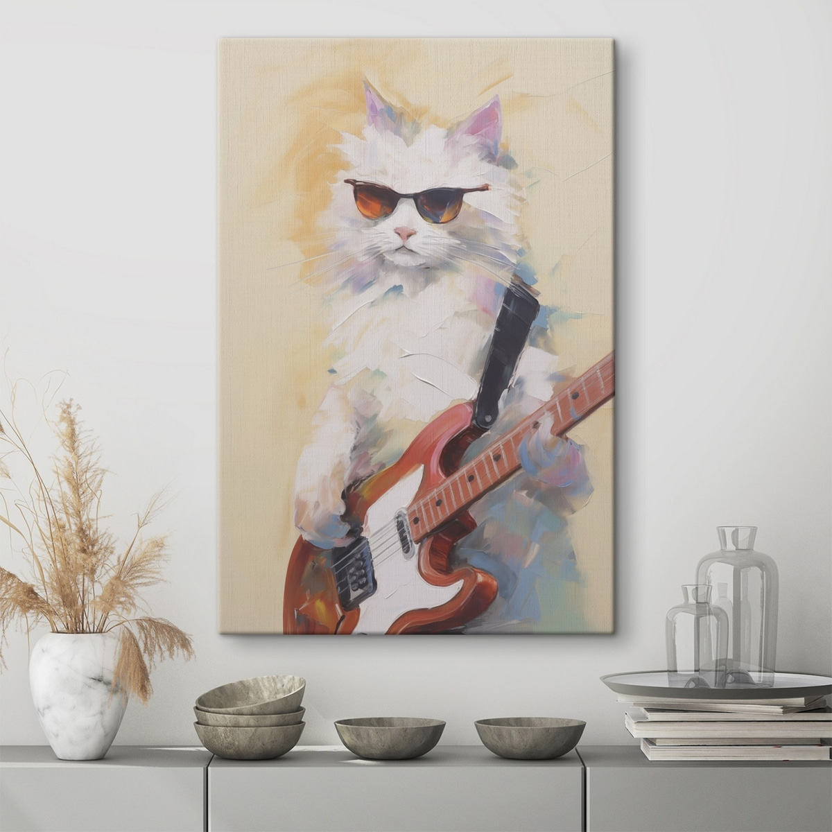 Kat met een gitaar imitatie schilderij — interieur 2