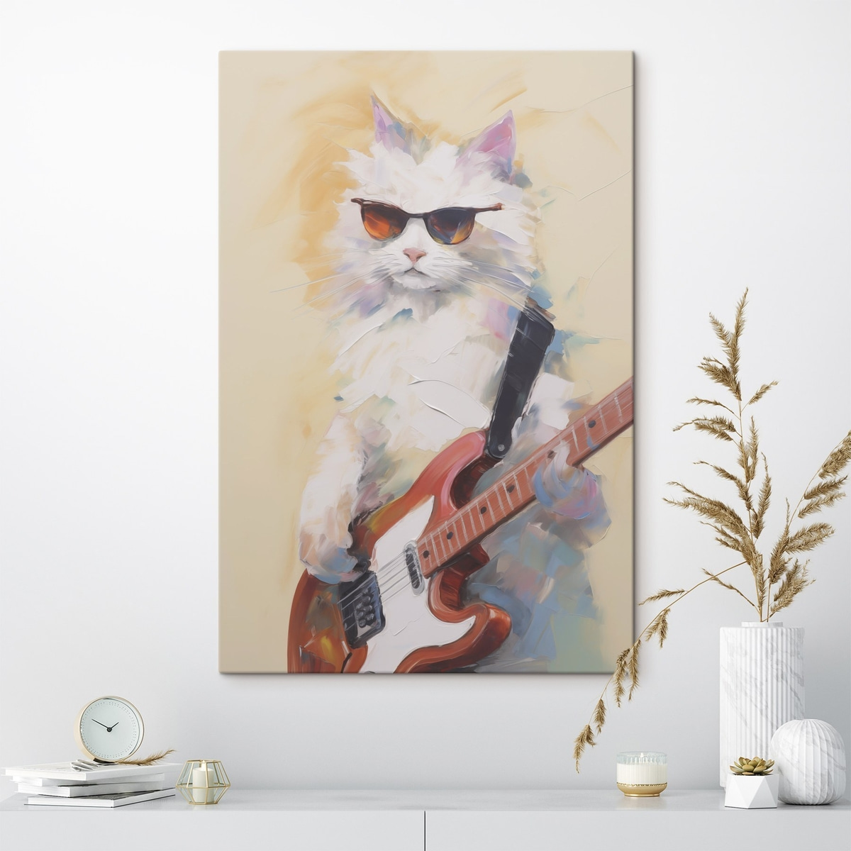 Kat met een gitaar imitatie schilderij — interieur 1