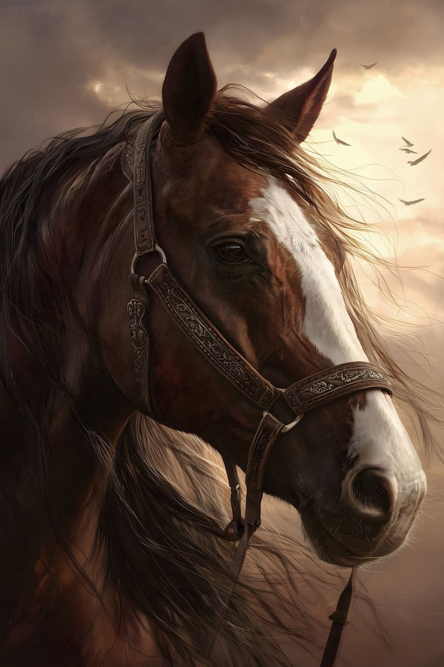 portret van een bruine paard — volledig ontwerp