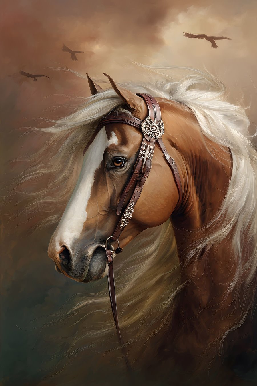 portret van een rood paard — volledig ontwerp