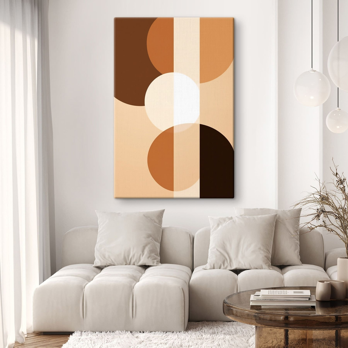 Geometrische cirkels en vormen in warme tinten — interieur 2