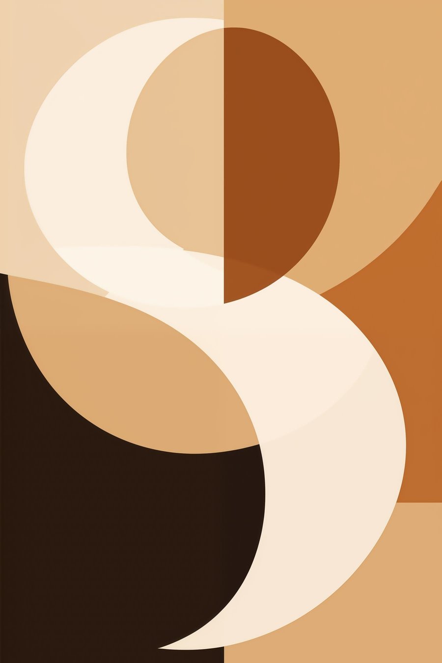 Geometrische vormen in warme beige- en bruintinten — volledig ontwerp