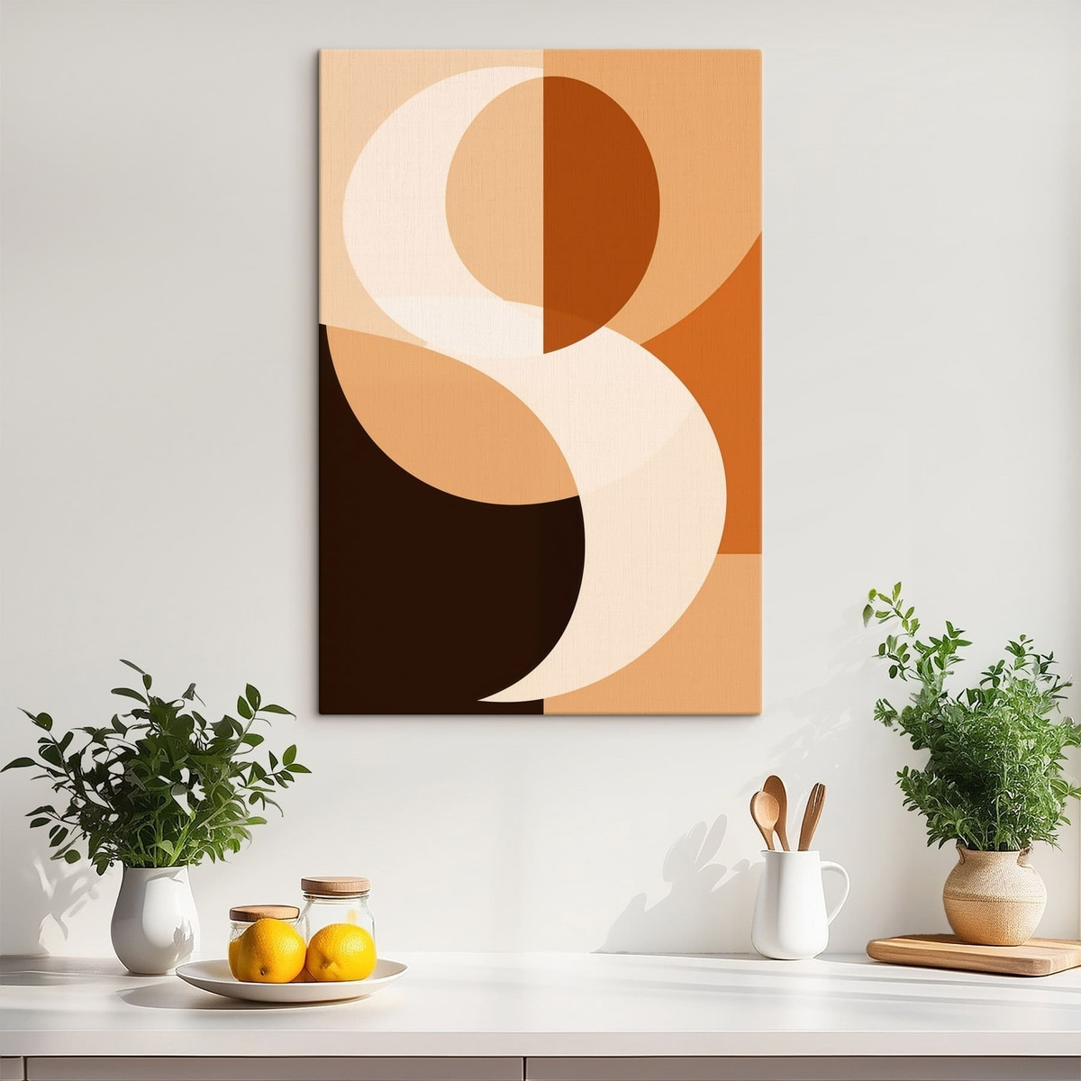 Geometrische vormen in warme beige- en bruintinten — interieur 3