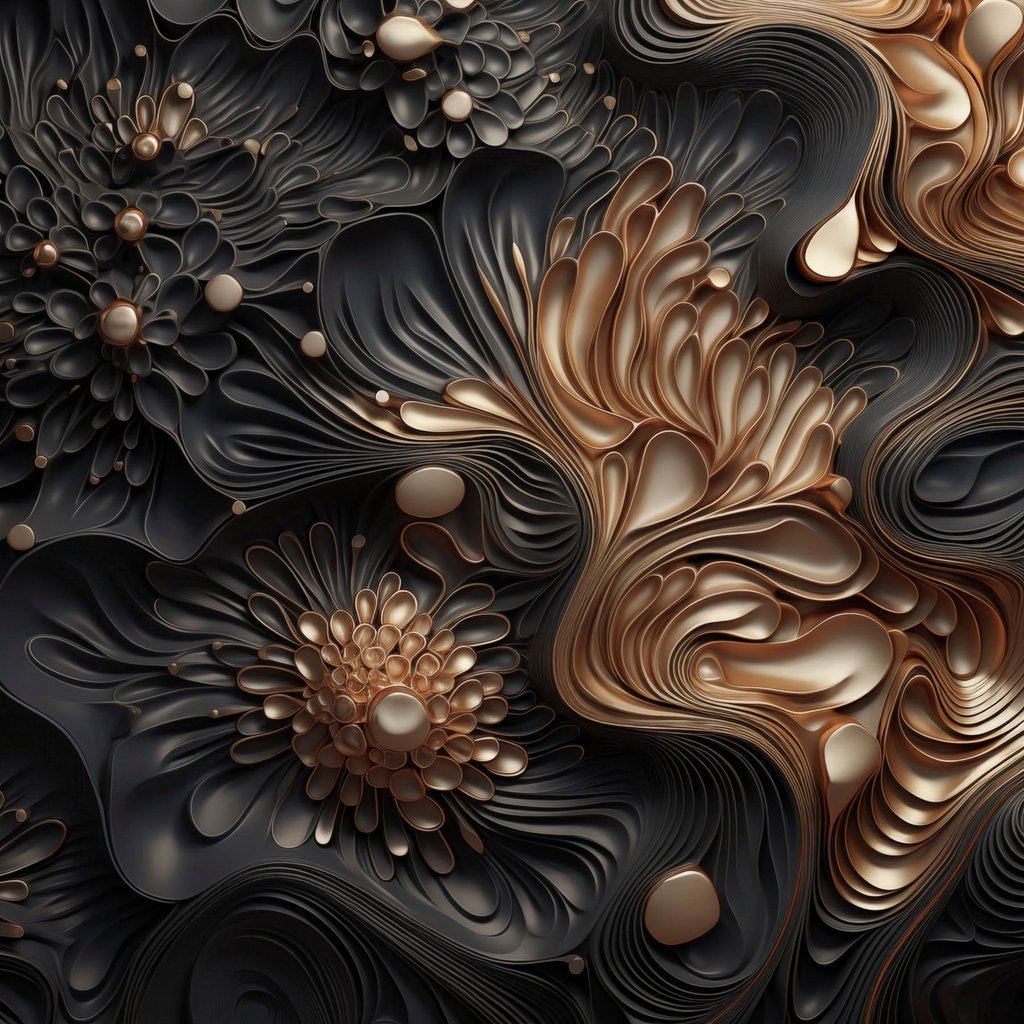 Abstracte, vloeiende, organische donkere vormen die een moderne kunst met textuur vormen — volledig ontwerp