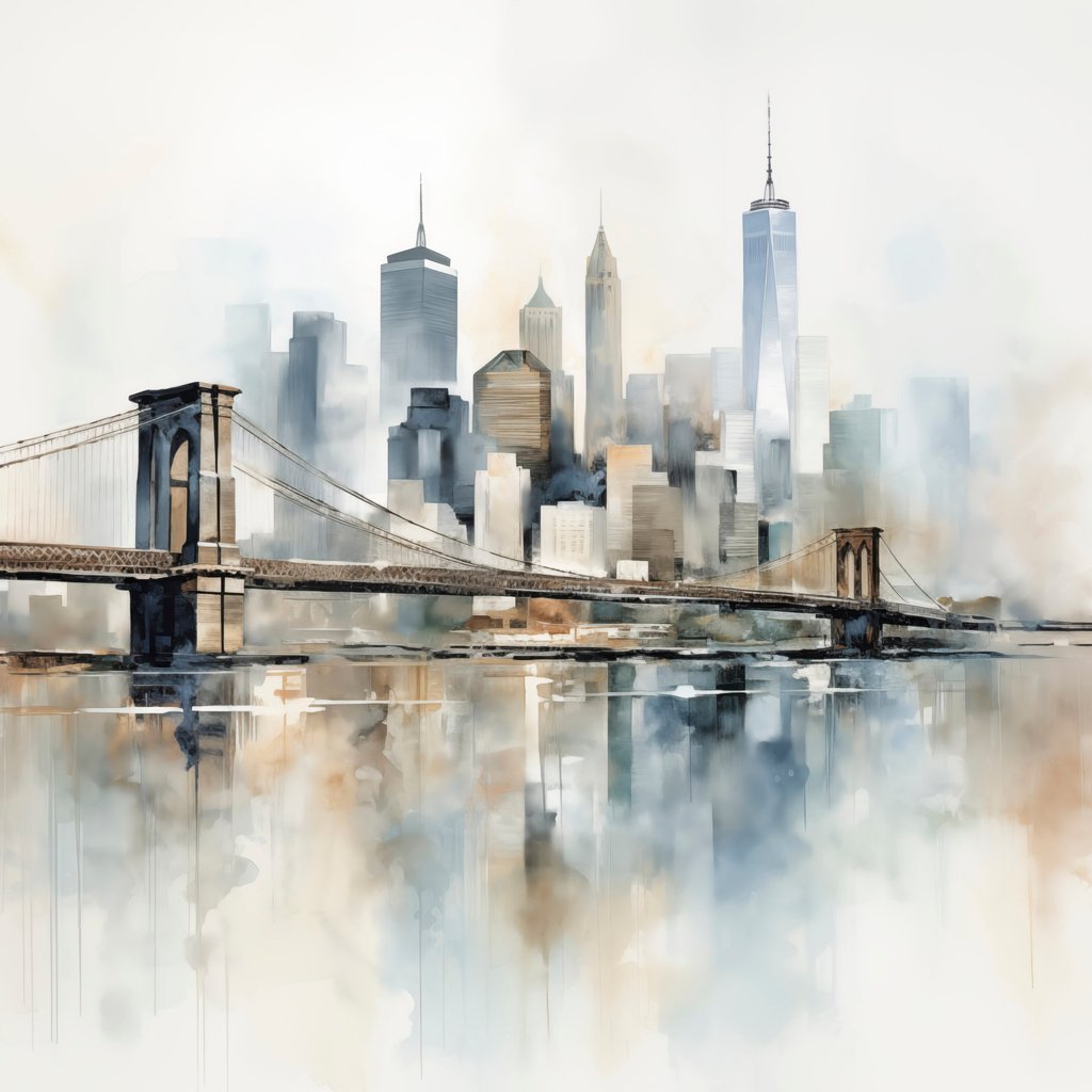 Abstracte stadsskyline, in aquarelstijl — volledig ontwerp