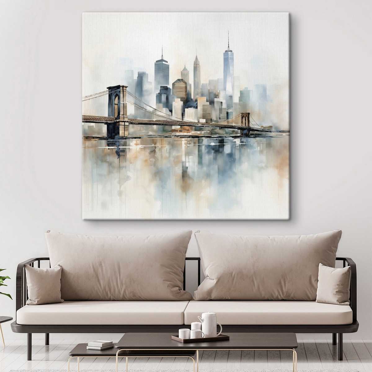 Abstracte stadsskyline, in aquarelstijl — interieur 2