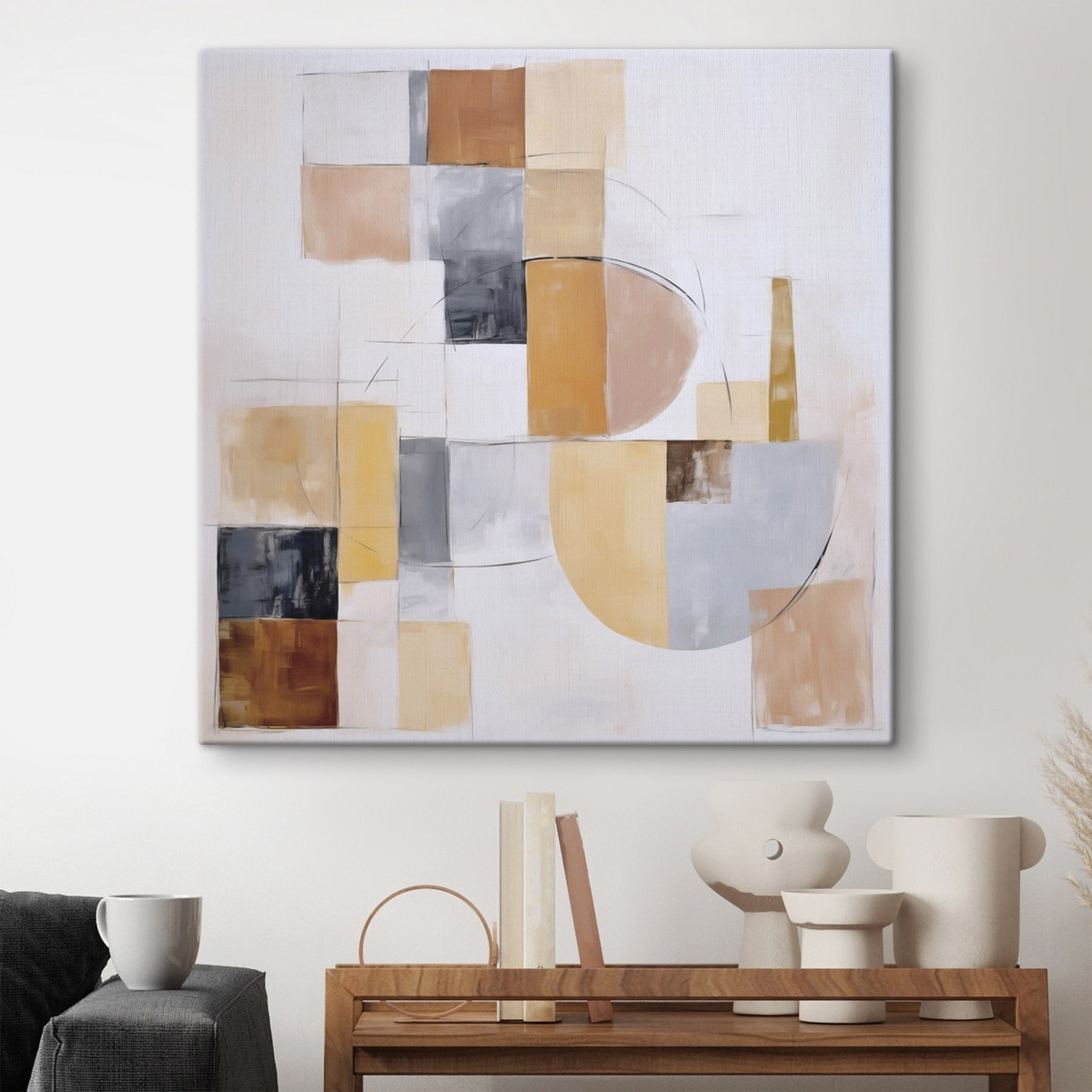 Abstracte imitatie van een verweerd schilderij — interieur 1
