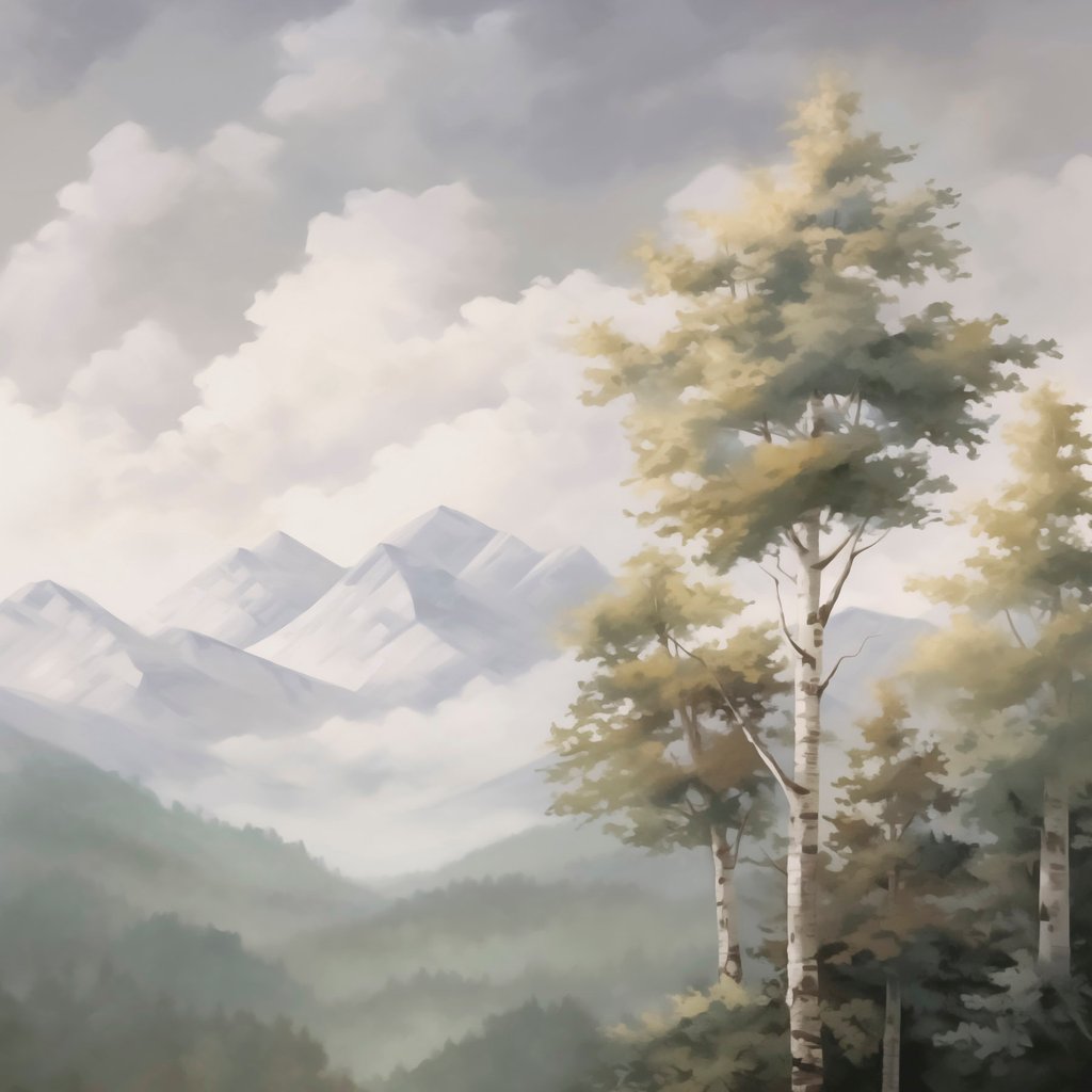 Berglandschap imitatie van schilderij — volledig ontwerp