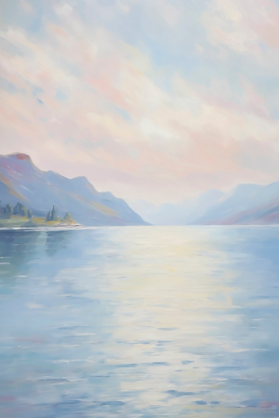 Schilderij met een afbeelding van een meer — volledig ontwerp