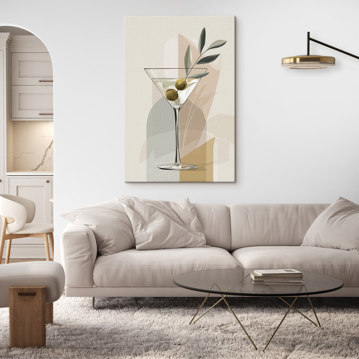 Minimalistische vaas met tak in een interieur