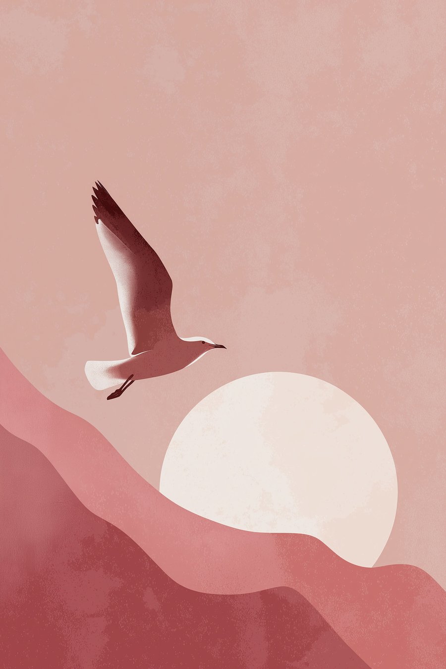 Vogel tegen de achtergrond van de zonsondergang — volledig ontwerp