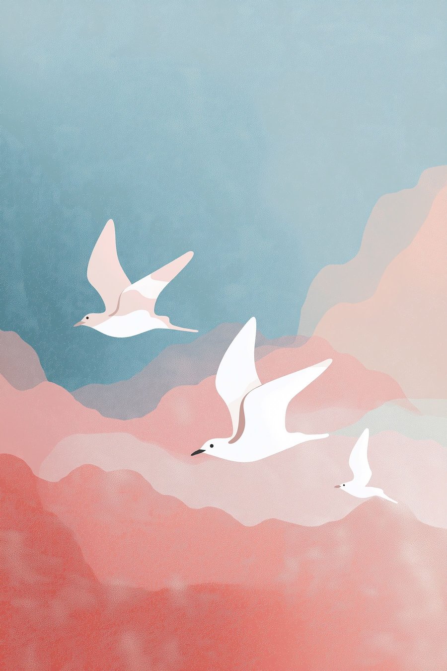 Scène met vliegende vogels — volledig ontwerp