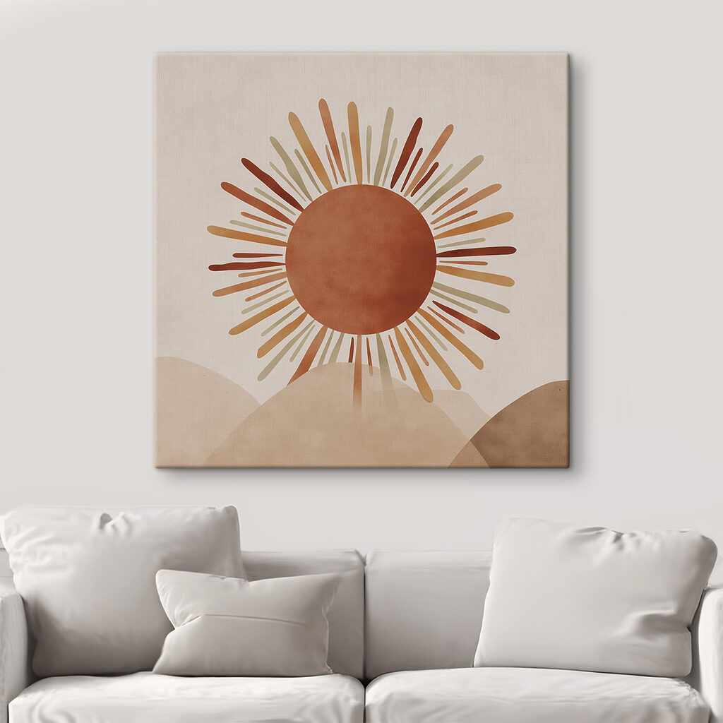 Zonnestralen boven ronde heuvels in een interieur