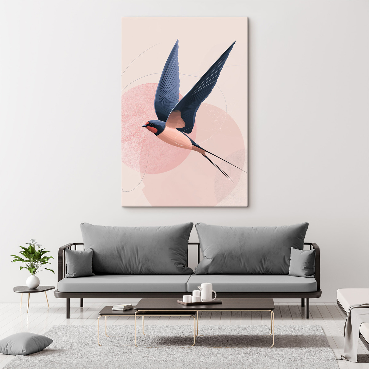 Silhouet van een vliegende vogel — interieur 2