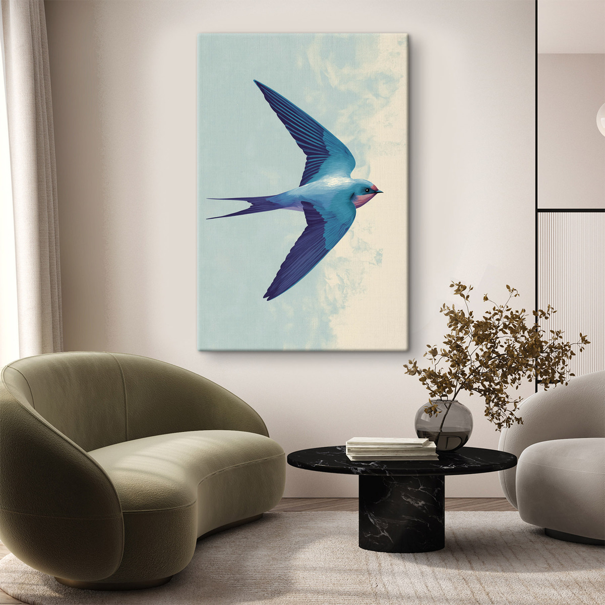 Een enkele vogel in de lucht — interieur 1