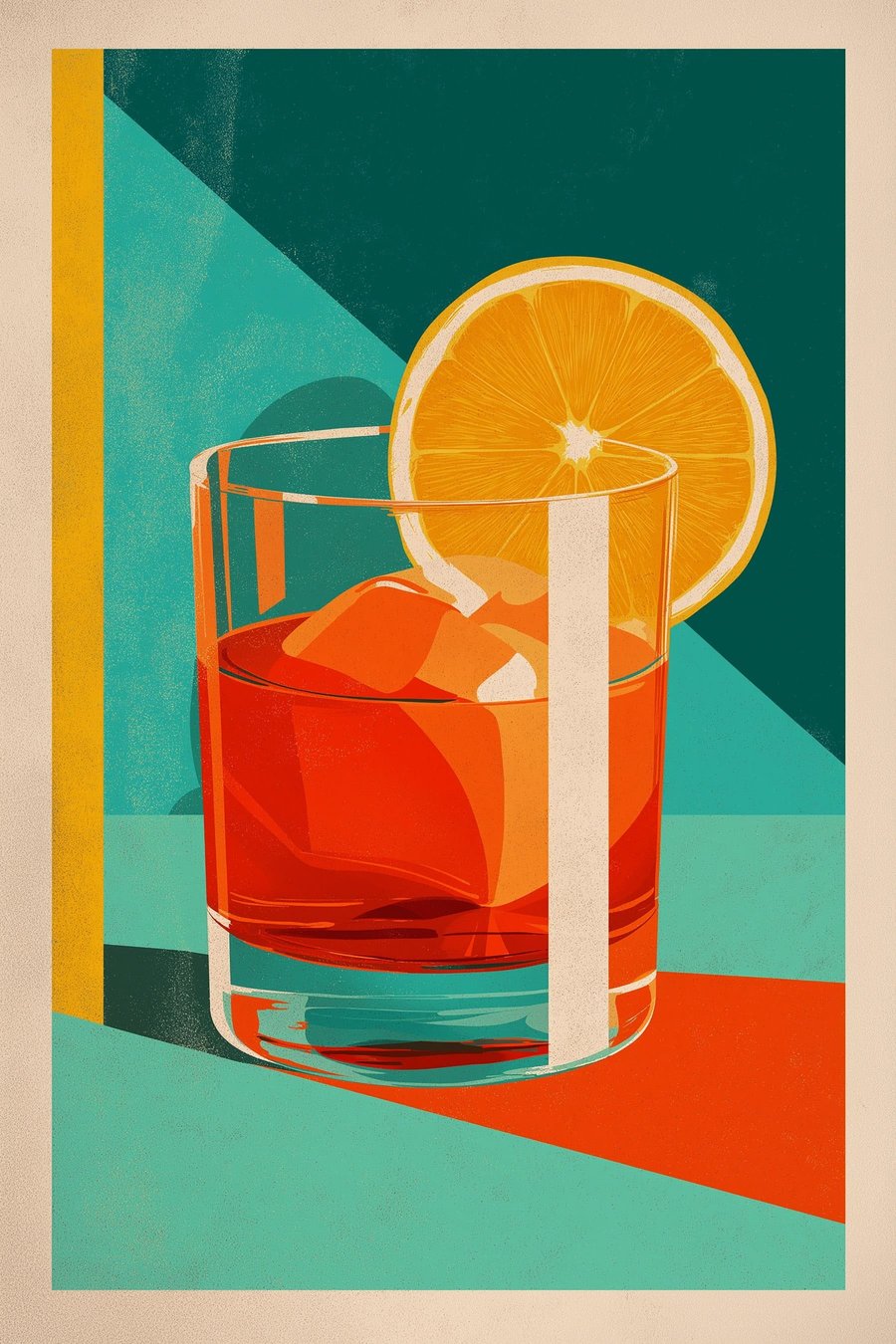 Cocktail met een schijfje sinaasappel — volledig ontwerp