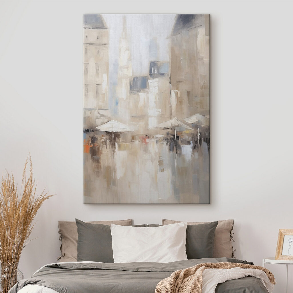 Schilderij van een stad in een interieur