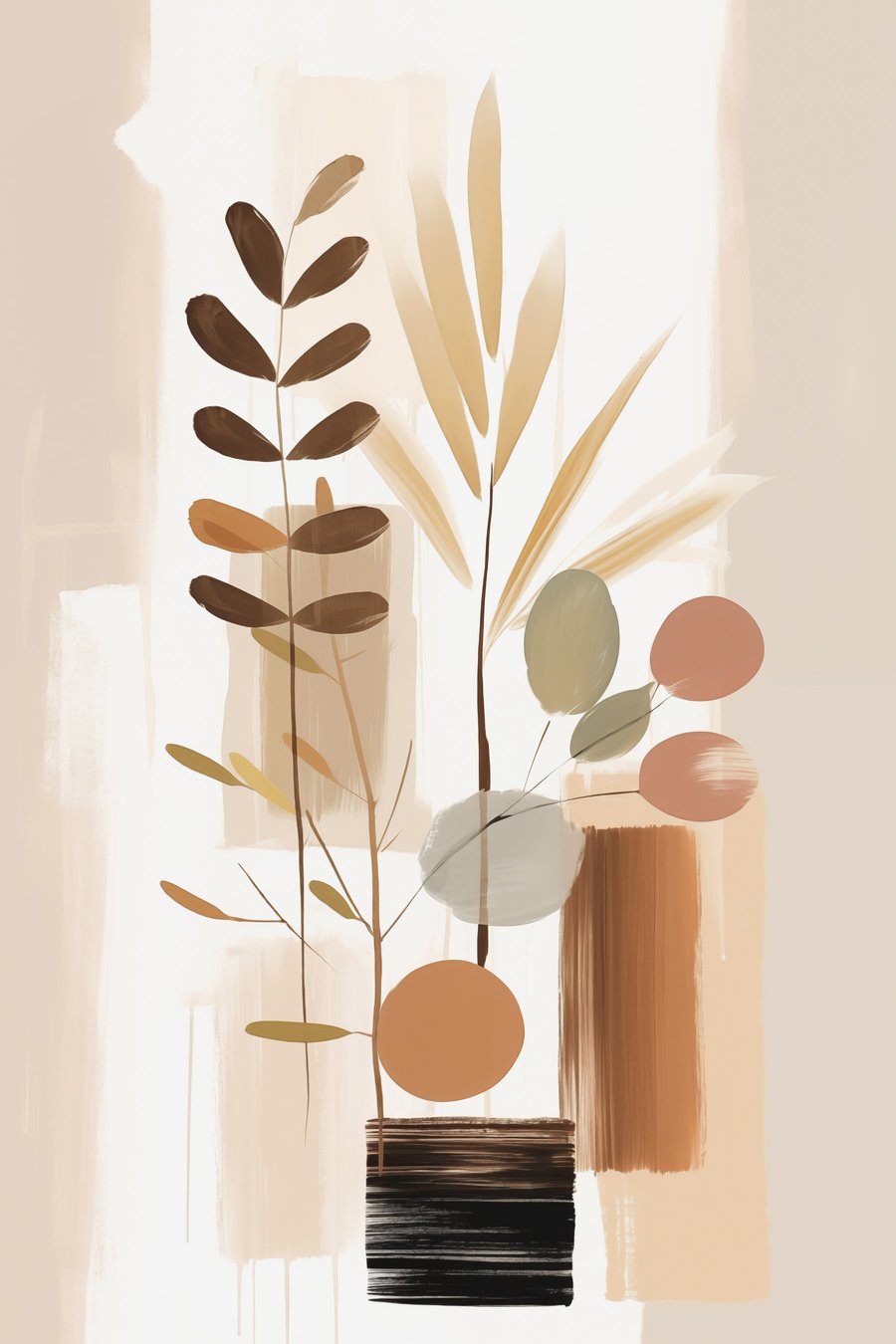 Abstracte botanische compositie — volledig ontwerp