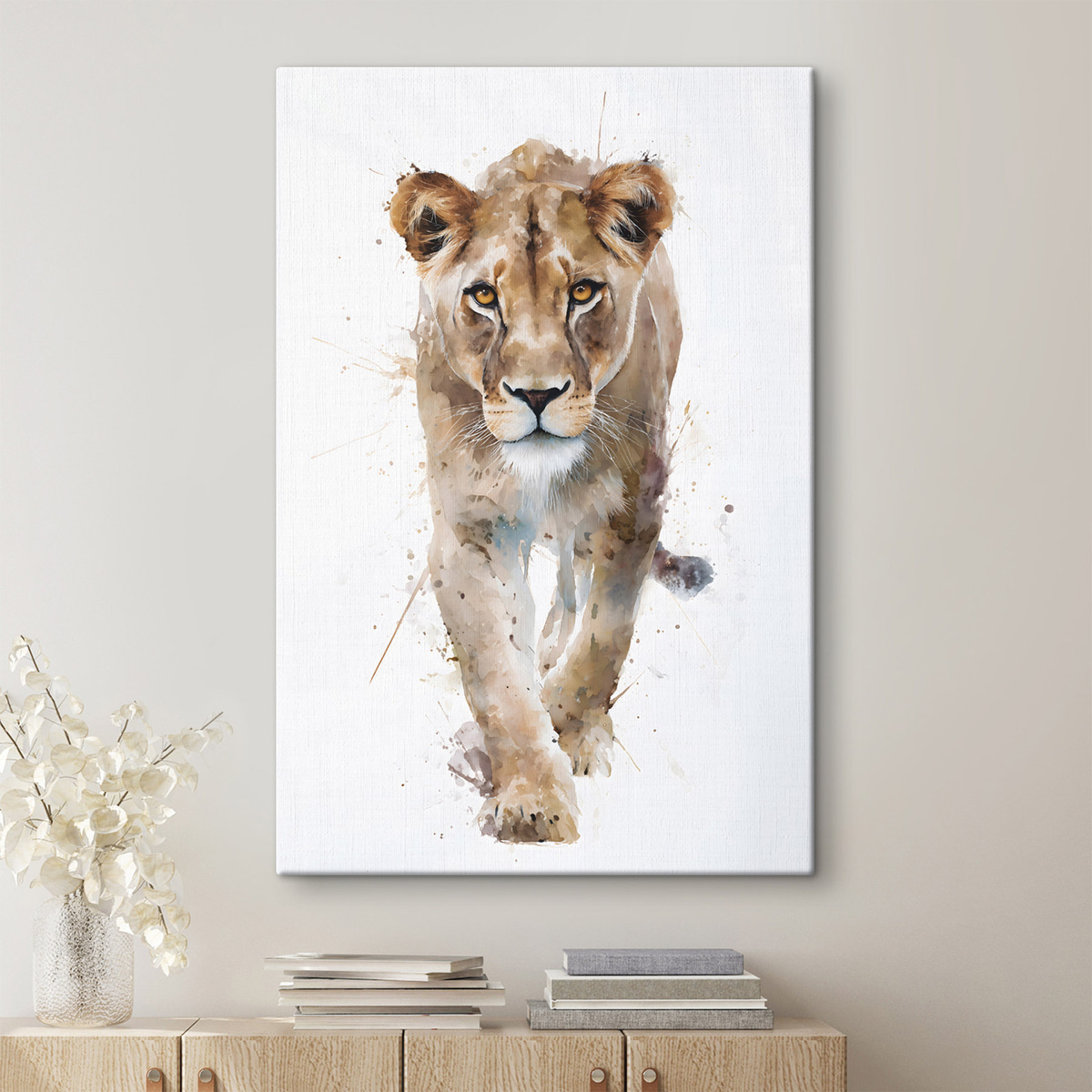 een leeuwin in aquarelstijl — interieur 1