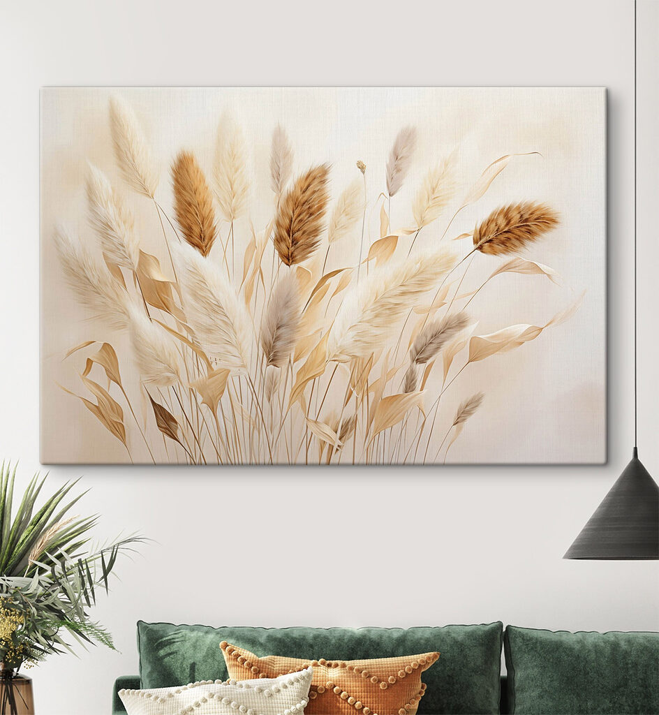 Een bosje tarwe op een witte achtergrond in een interieur