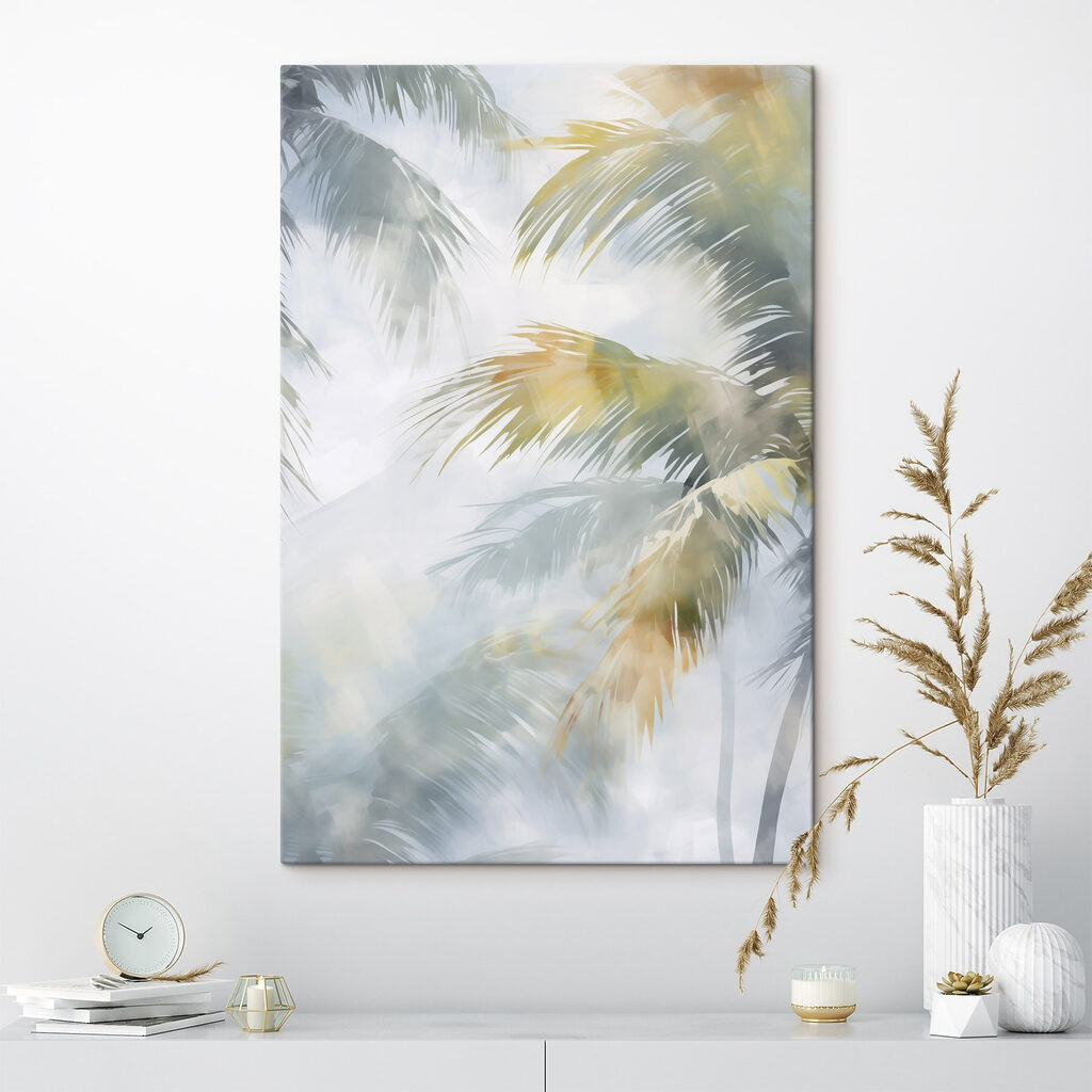 Palmbomen in de lucht in een interieur