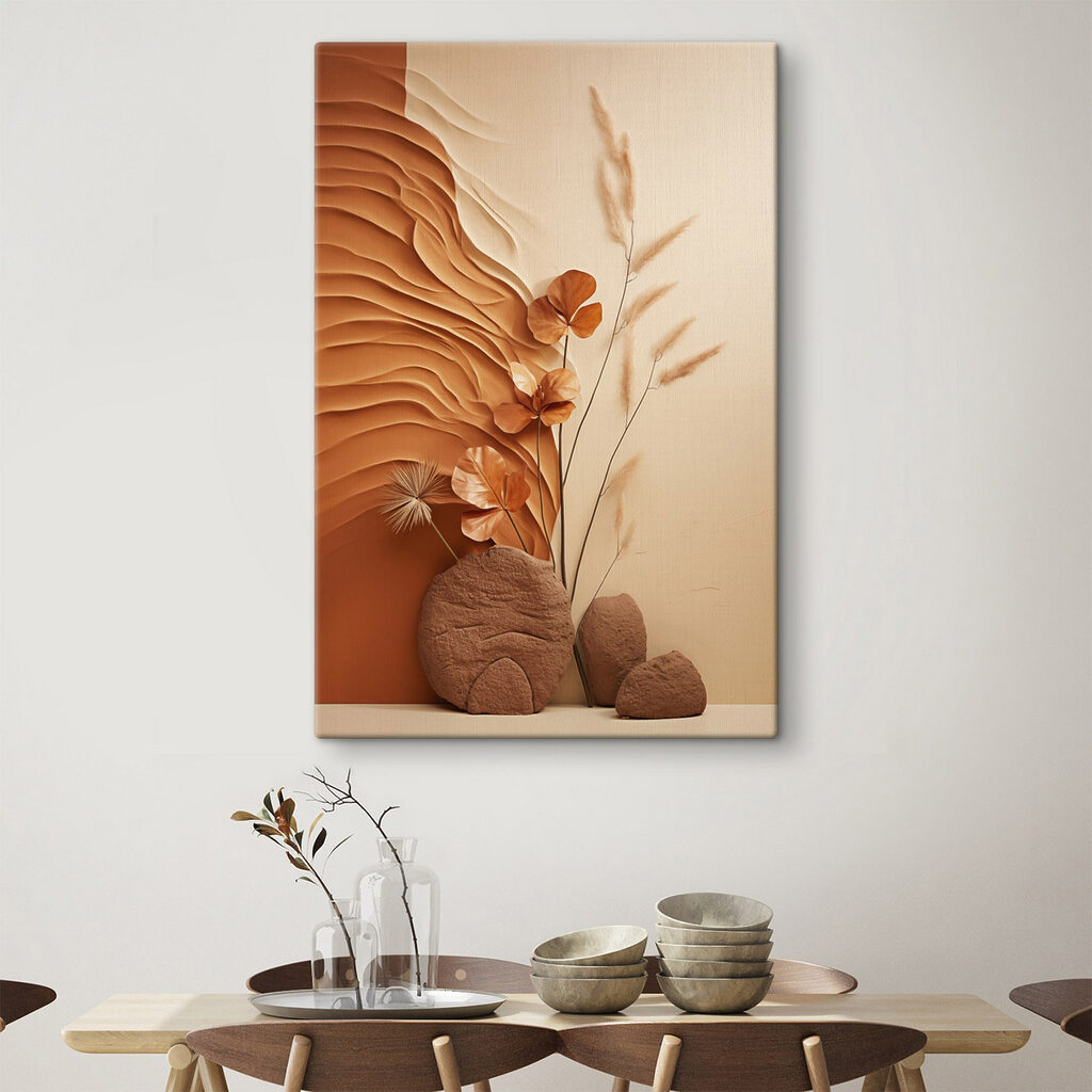 Natuurlijke elementen in warme tinten in een interieur
