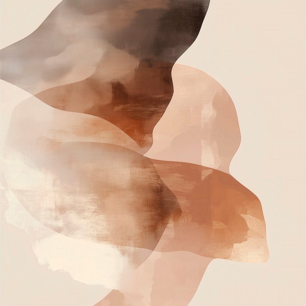 Abstracte compositie in warme bruin-beige tinten — volledig ontwerp