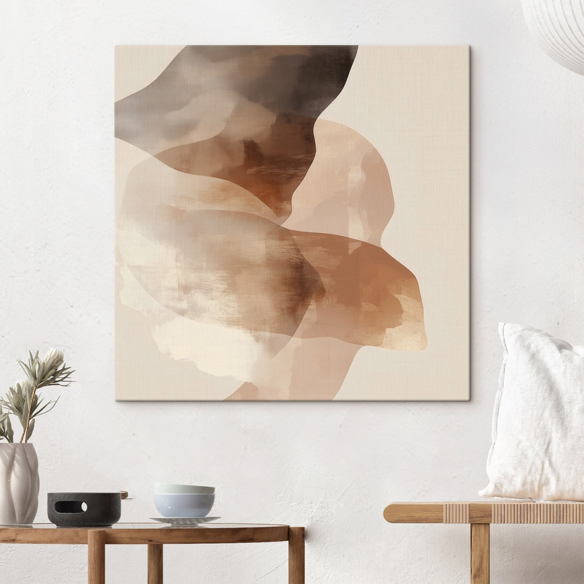 Abstracte compositie in warme bruin-beige tinten — interieur 1