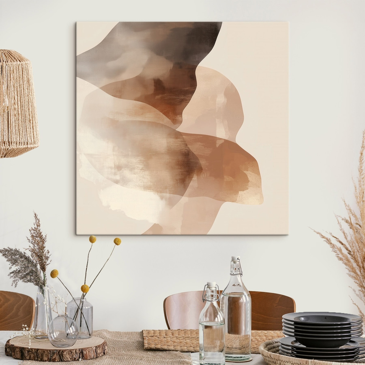 Abstracte compositie in warme bruin-beige tinten — interieur 3